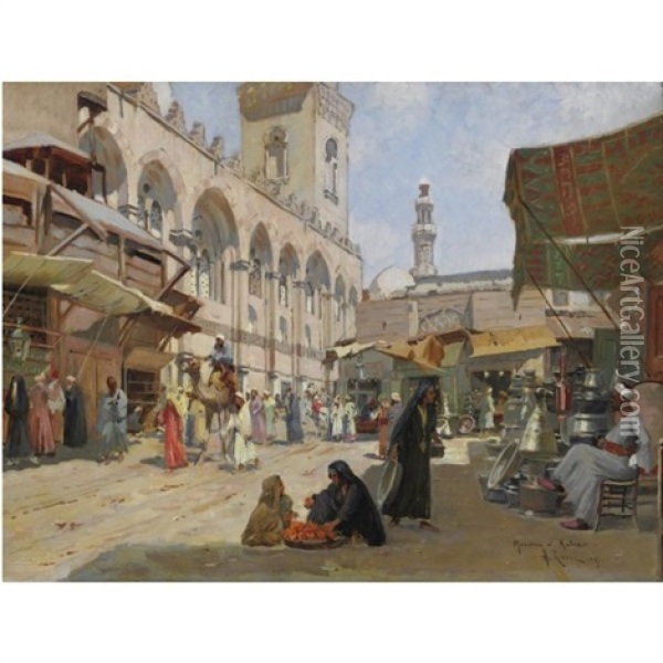 Scena Di Mercato, Il Complesso Di Qalawun Oil Painting - Alberto Rossi