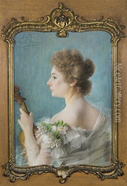 Portrait Of A Young Lady Oil Painting - Miecislaw Reyzner