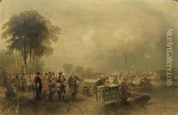 Stadholder William Iii Inspecting The Troups At Hinderschans Oil Painting - Charles Rochussen