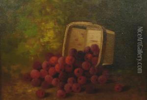 Overturnedbasket Of Raspberries Oil Painting - Bryant Chapin