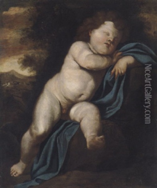 Schlafender Putto Oil Painting - Nicolas Poussin