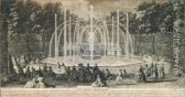 Les Trois
Fontaines Et Le Bassin D'apollon Oil Painting - Hyacinthe Rigaud