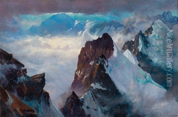 The Bernina Range Oil Painting - Eduard Freiherr von Handel-Mazetti