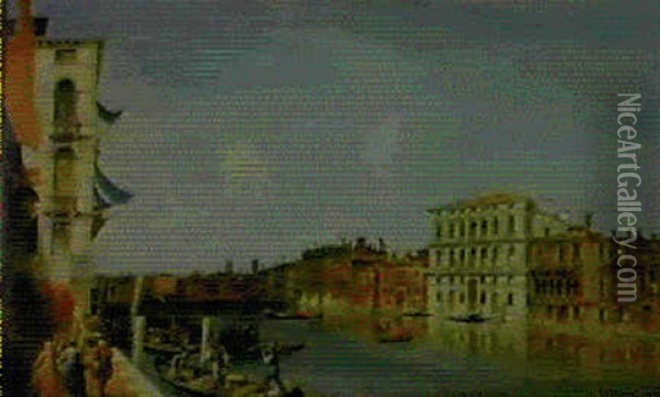 Veduta Del Canal Grande Col Palazzo Corner Della Regina A   Destra Oil Painting - Michele Marieschi