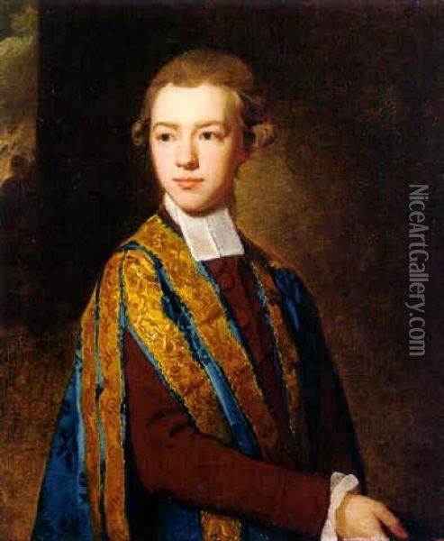 Portrait Of The Honorable Nathaniel Curzon, Later Second Baron Scarsdale Oil Painting - George Romney
