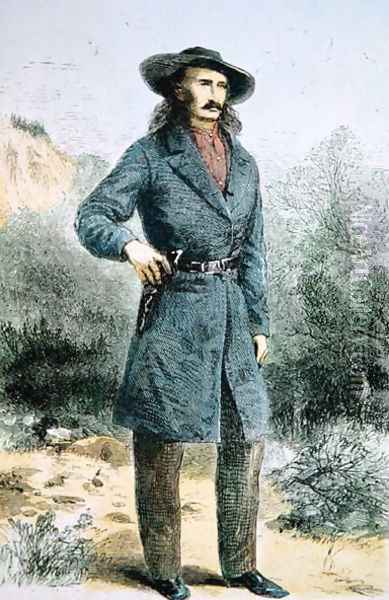 The first published picture of Wild Bill Hickok (1837-76) printed in Harpers magazine, February 1867 Oil Painting - Alfred R. Waud