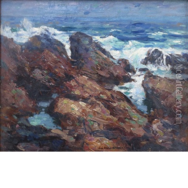 Crashing Waves Oil Painting - George Elmer Browne