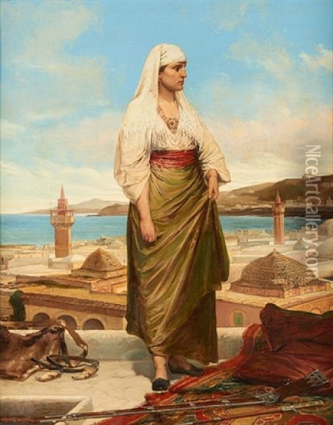 Femme Kabyle (tunisie) Oil Painting - Louis J. Lebrun