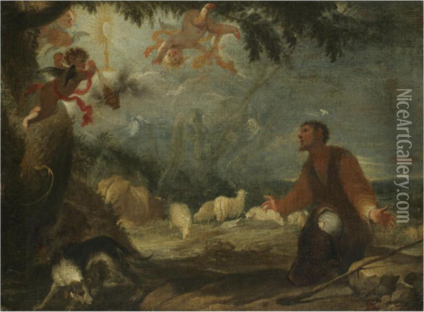 The Vision Of Saint Paschal Baylon Oil Painting - Juan Antonio De Frias Y Escalante