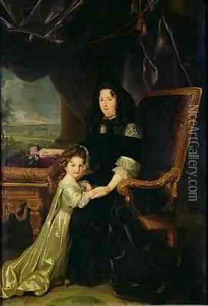 Francoise dAubigne 1635-1719 Marquise of Maintenon and her Niece Francoise dAubigne the Future Duchess of Noailles Oil Painting - Louis Ferdinand (the Younger) Elle