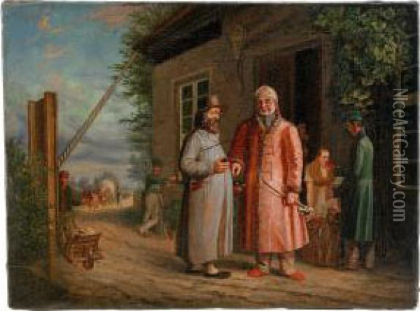 The Snuff-takers Oil Painting - Leonid Ivanovic Solomatkin
