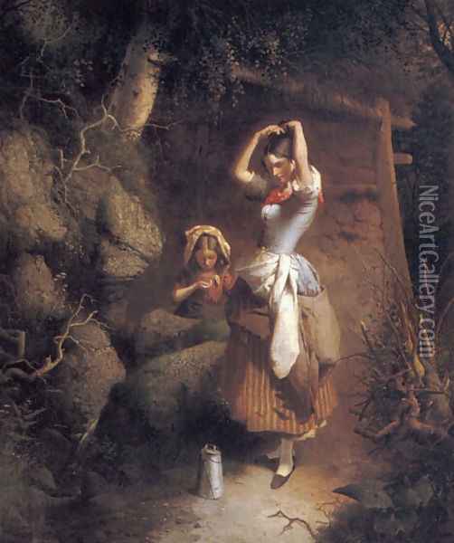 The Milkmaid Oil Painting - William Edward Millner
