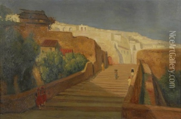 Staircase, Algiers Oil Painting - Marcus A. Waterman