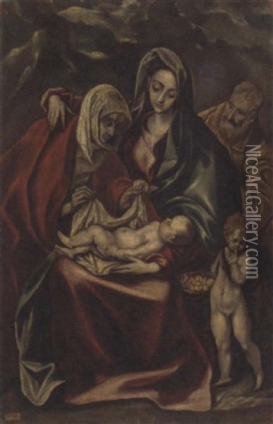 The Holy Family With Saint Anne And The Infant Saint John The Baptist Oil Painting -  El Greco