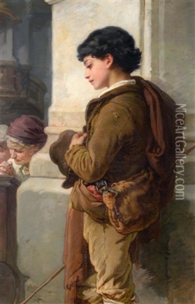 The Shepherd Boy Oil Painting - Guido Bach