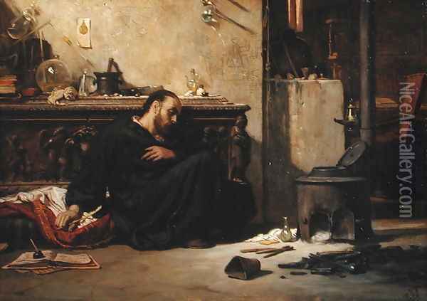 The Dead Alchemist 1868 Oil Painting - Elihu Vedder