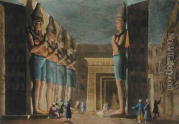 Temple of Ramesses II (1279-13 BC) Abu Simbel, Egypt, plate 4 from 'Le Costume Ancien et Moderne' Oil Painting - G. Bramati