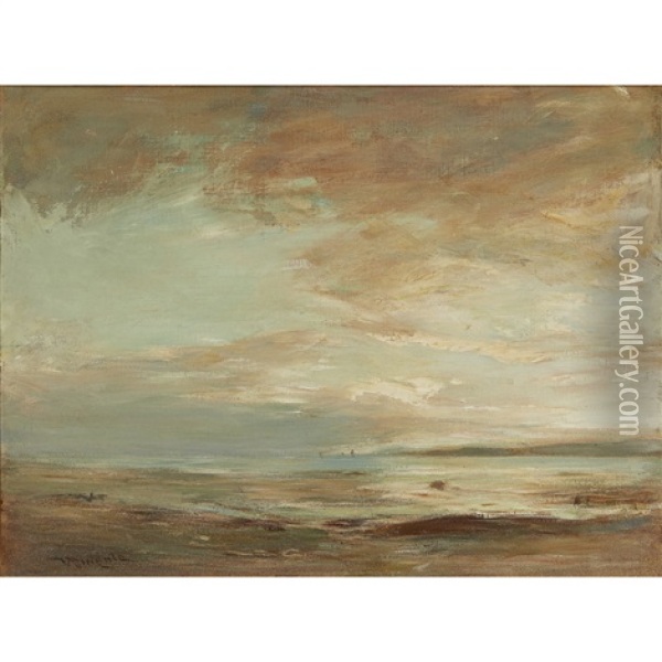 Coastal Scene Oil Painting - Sir James Lawton Wingate