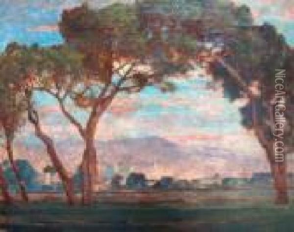 Italienische Landschaft Bei Dammerung Oil Painting - Carl Langhammer