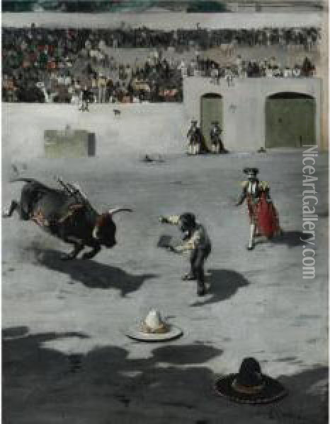 Bullfight In Mexico Oil Painting - Gilbert Gaul