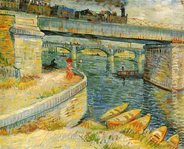 Bridges Across The Seine At Asnieres Oil Painting - Vincent Van Gogh