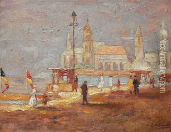 Village Scene Oil Painting - Paul Emile Lecomte