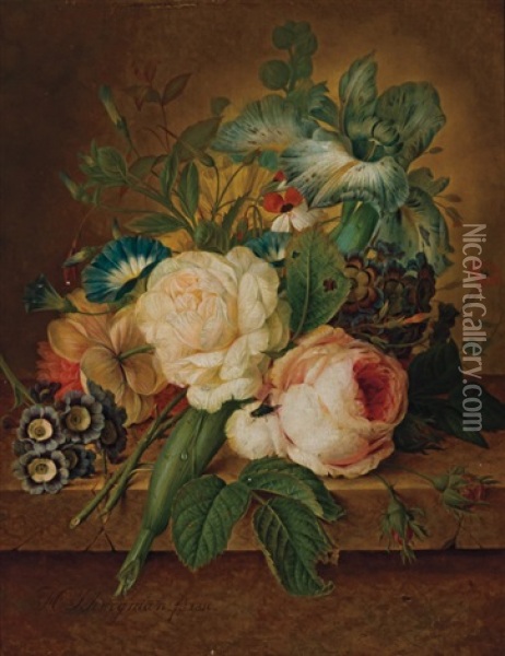 Floral Still Life Oil Painting - Hendrik Schwegman
