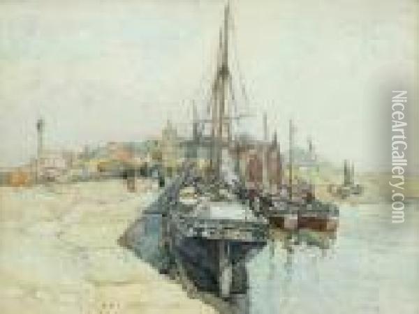 Fishing Boats In The Clyde Oil Painting - Robert Mcgown Coventry