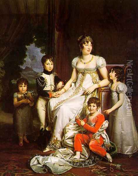 Caroline Murat and her Children 1808 Oil Painting - Baron Francois Gerard