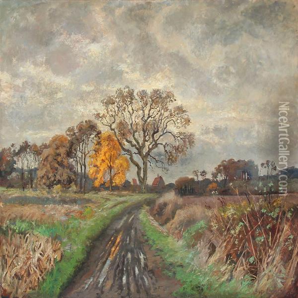 Autumn Landscape At Fredensborg Oil Painting - Olaf Viggo Peter Langer