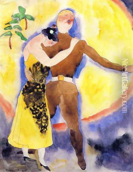 In Vaudeville: Soldier and Girlfriend Oil Painting - Charles Demuth