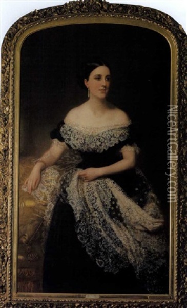 Portrait Of Amelia Ellison Oil Painting - Louis William Desanges