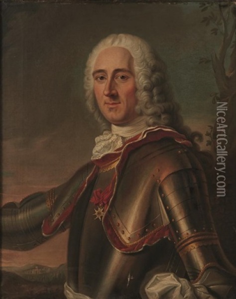 Portrait D'homme En Armure Oil Painting - Antonine Noel B. Graincourt