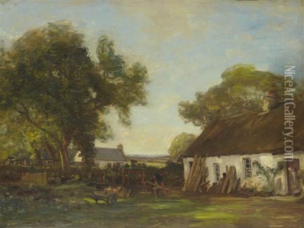 Cottage Scene Oil Painting - Alexander Brownlie Docharty