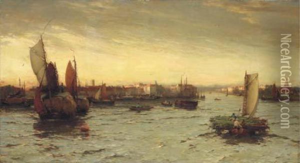 The Morning Breeze, Dordrecht Oil Painting - David Farquharson