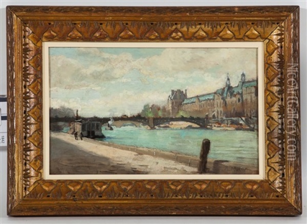 The Seine And The Louvre, Paris Oil Painting - Alexander Mann