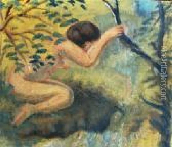 Nude In A Landscape Oil Painting - Louis Michel Eilshemius