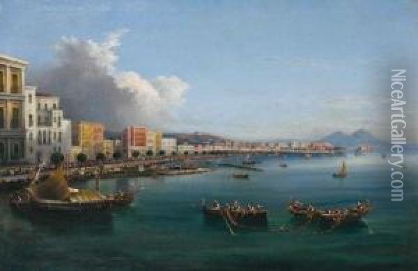 Vue De Naples Oil Painting - Gioacchino La Pira