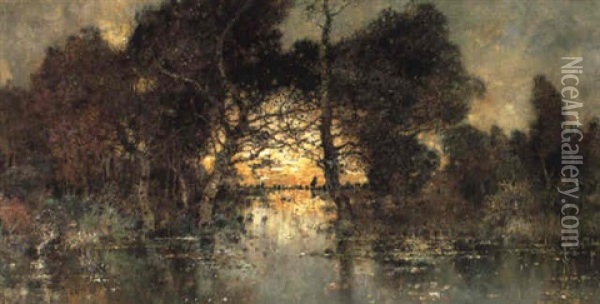 Herbstliche Flusslandschaft Oil Painting - Karl Heffner