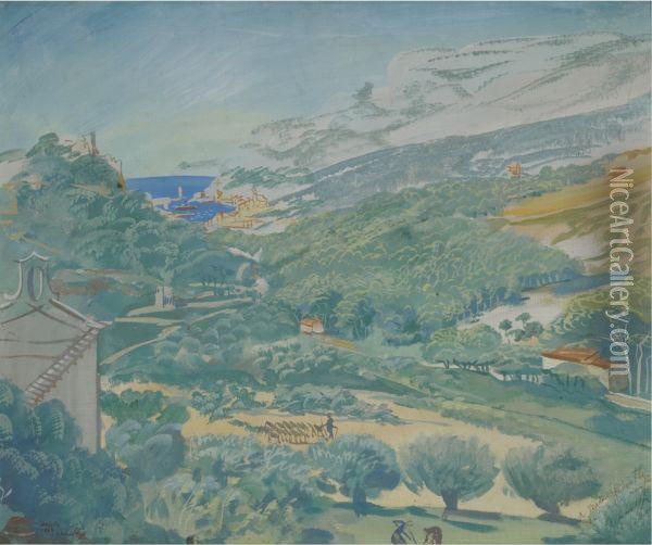 Landscape In Cassis Oil Painting - Aleksandr Evgen'evich Iakovlev
