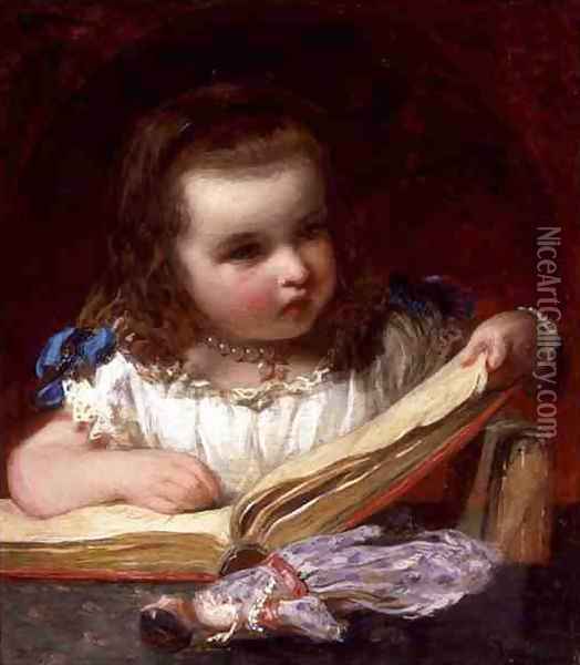 A Girl Reading Oil Painting - James Sant