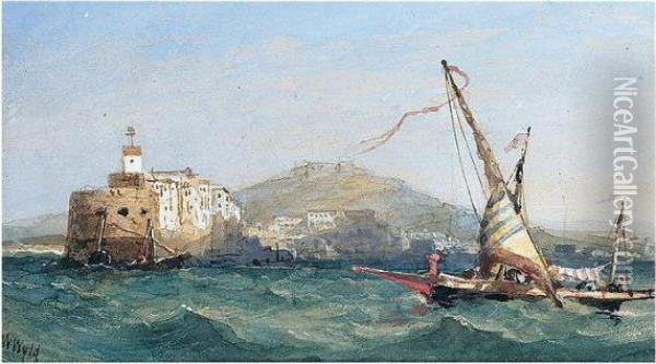 Sailing Boats Off Naples Oil Painting - William Wyld