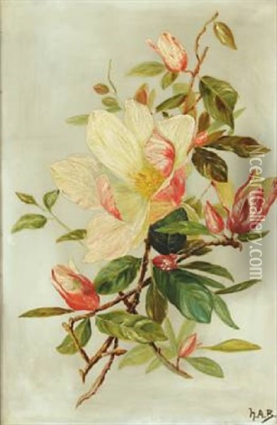 Magnoliabranches In Blossom Oil Painting - Hans Andersen Brendekilde