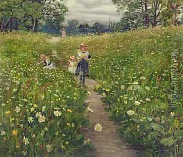 Gathering Wild Flowers Oil Painting - Phillip Richard Morris