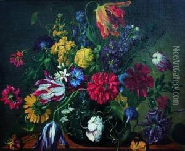 Bouquet De Fleurs Dans Un Vase Oil Painting - Jean Picart