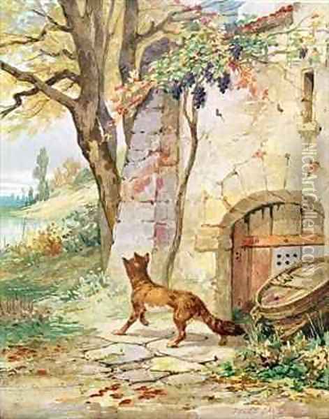 The Fox and the Grapes Oil Painting - Jules David