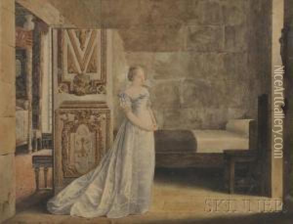 Madame De La Valliere Oil Painting - Eugene Isabey