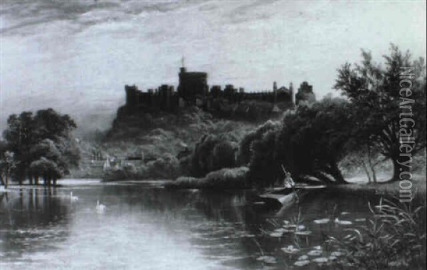 Windsor Castle From The River Oil Painting - Alfred Augustus Glendening Sr.