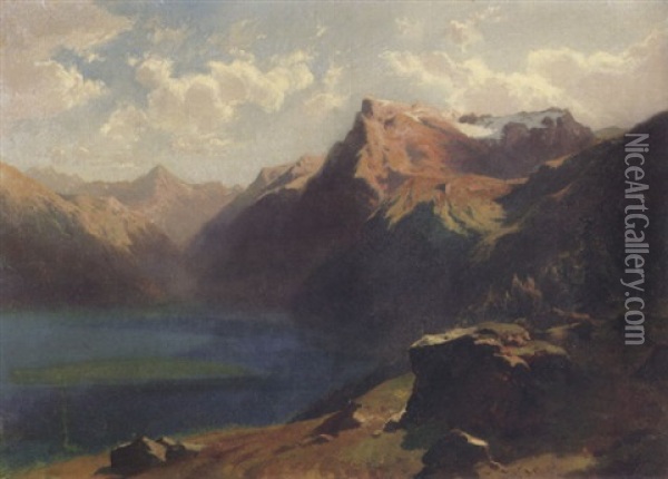 Vierwaldstattersee Mit Urirotstock, Von Seelisberg Aus Gesehen Oil Painting - Alexandre Calame