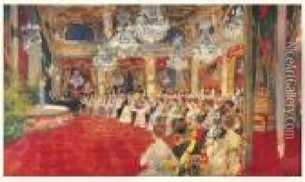 Paris, Soiree De Gala Lors De La
 Visite Du Roi George V D'angleterre Au President Raymond Poincare Oil Painting - Eugne-Louis Gillot